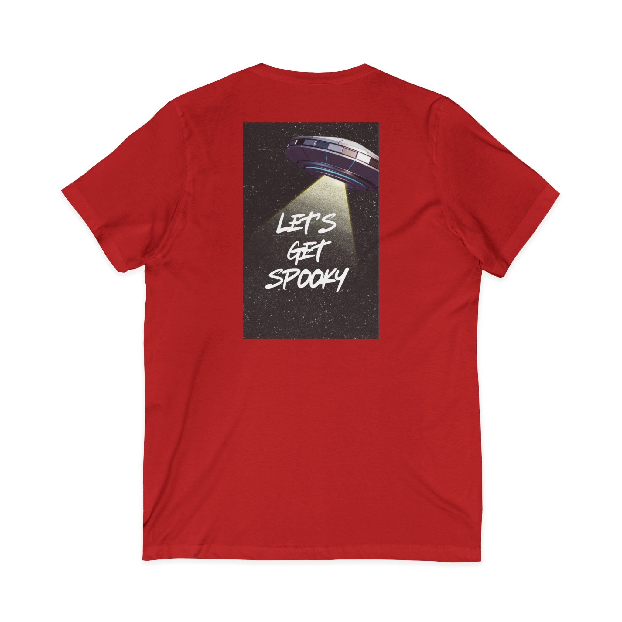 Interstellar V-Neck Tee, Unisex Graphic Tee, Spooky UFO Shirt, Space Lover Gift, Halloween T-Shirt