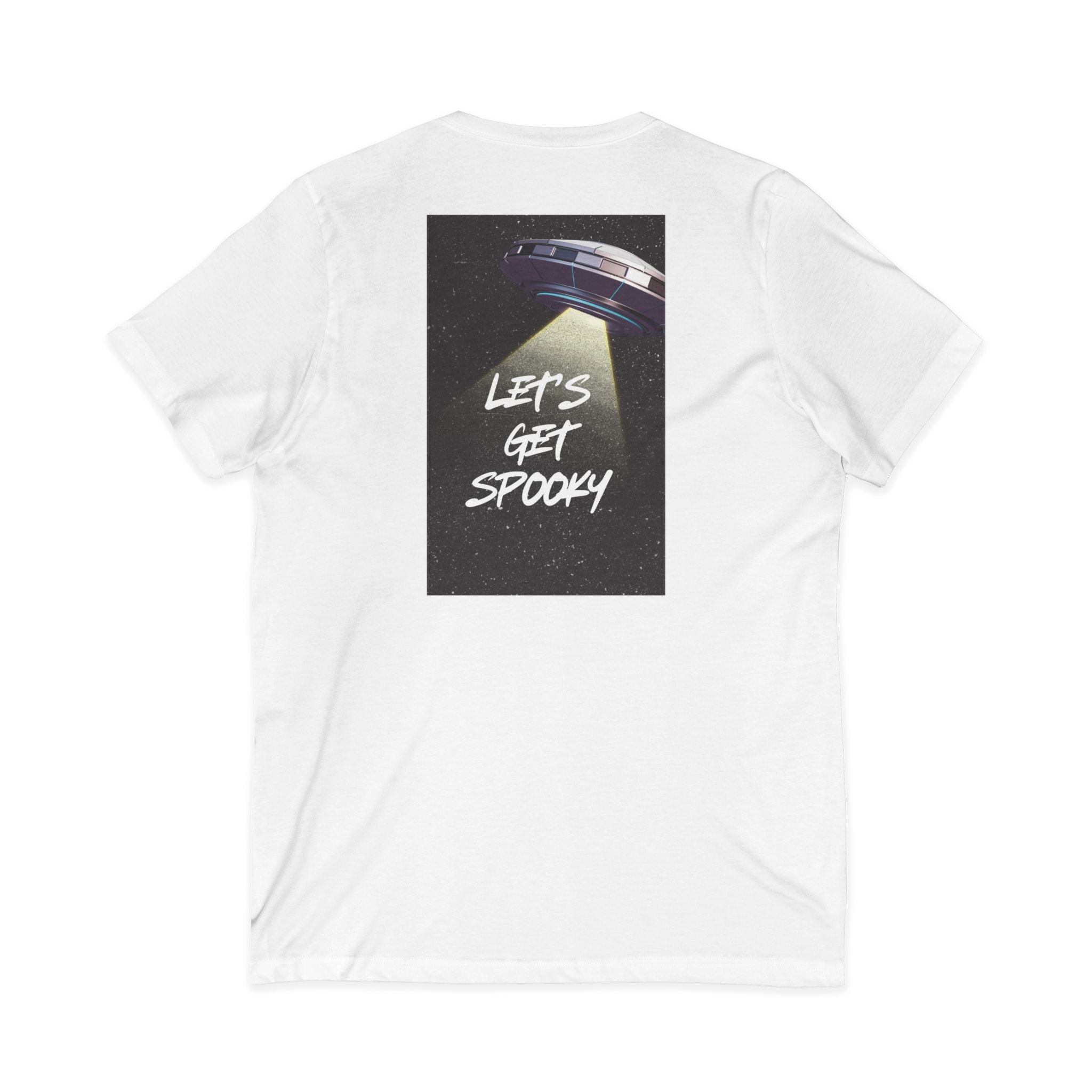 Interstellar V-Neck Tee, Unisex Graphic Tee, Spooky UFO Shirt, Space Lover Gift, Halloween T-Shirt