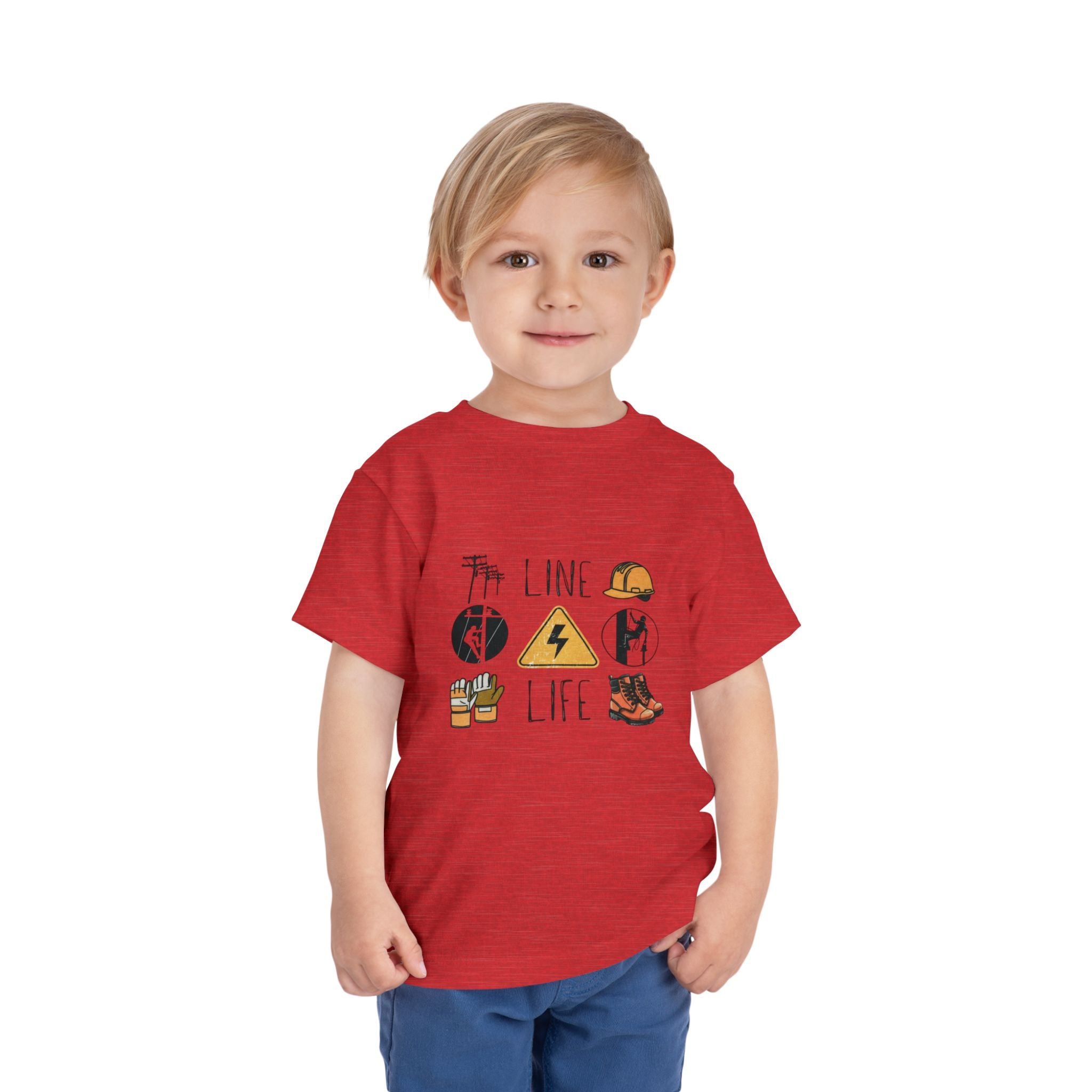Toddler Line Life Tee, Kids Safety Shirt, Construction Theme, Funny Work Tee, Unique Gift for Boys, Personalized Toddler Apparel
