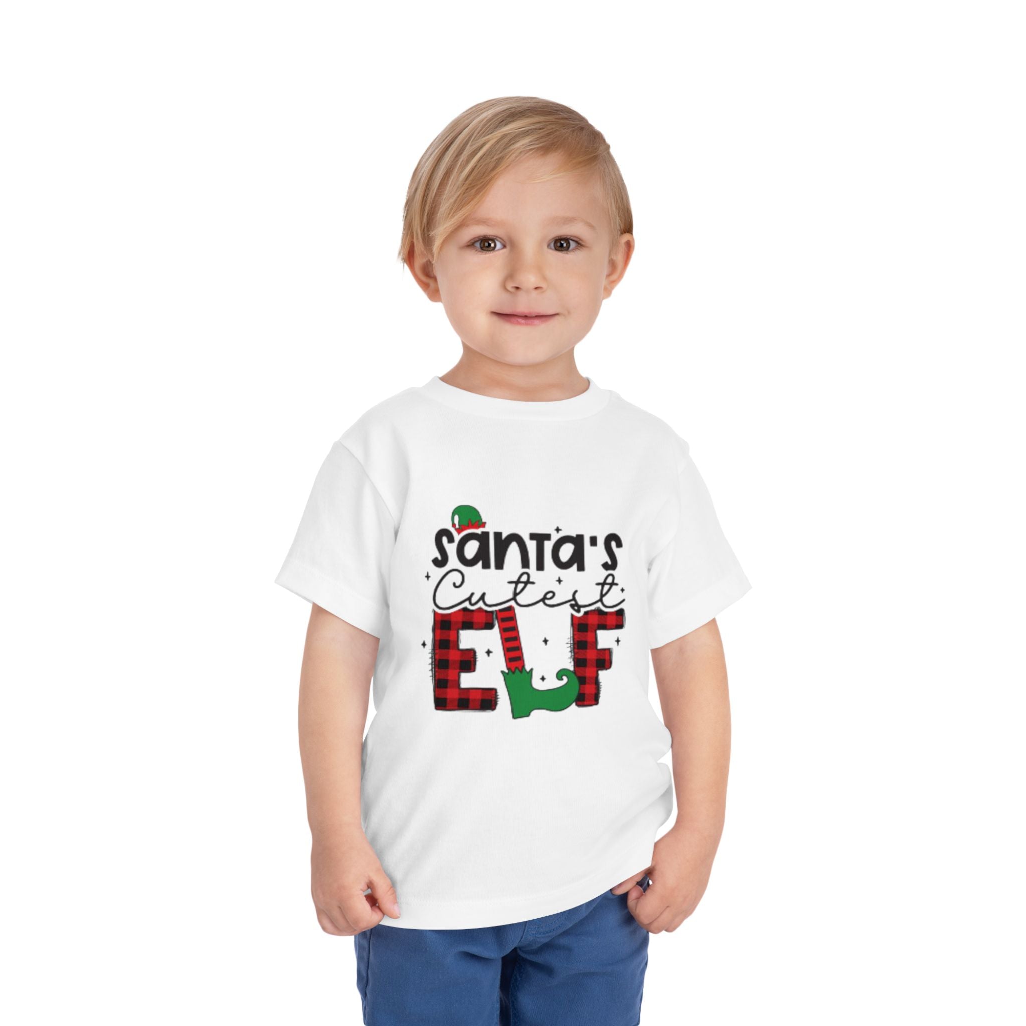 Santa's Cutest Elf Toddler Tee, Holiday Shirt, Christmas Clothing, Kids Apparel, Festive Gift, Elf T-Shirt