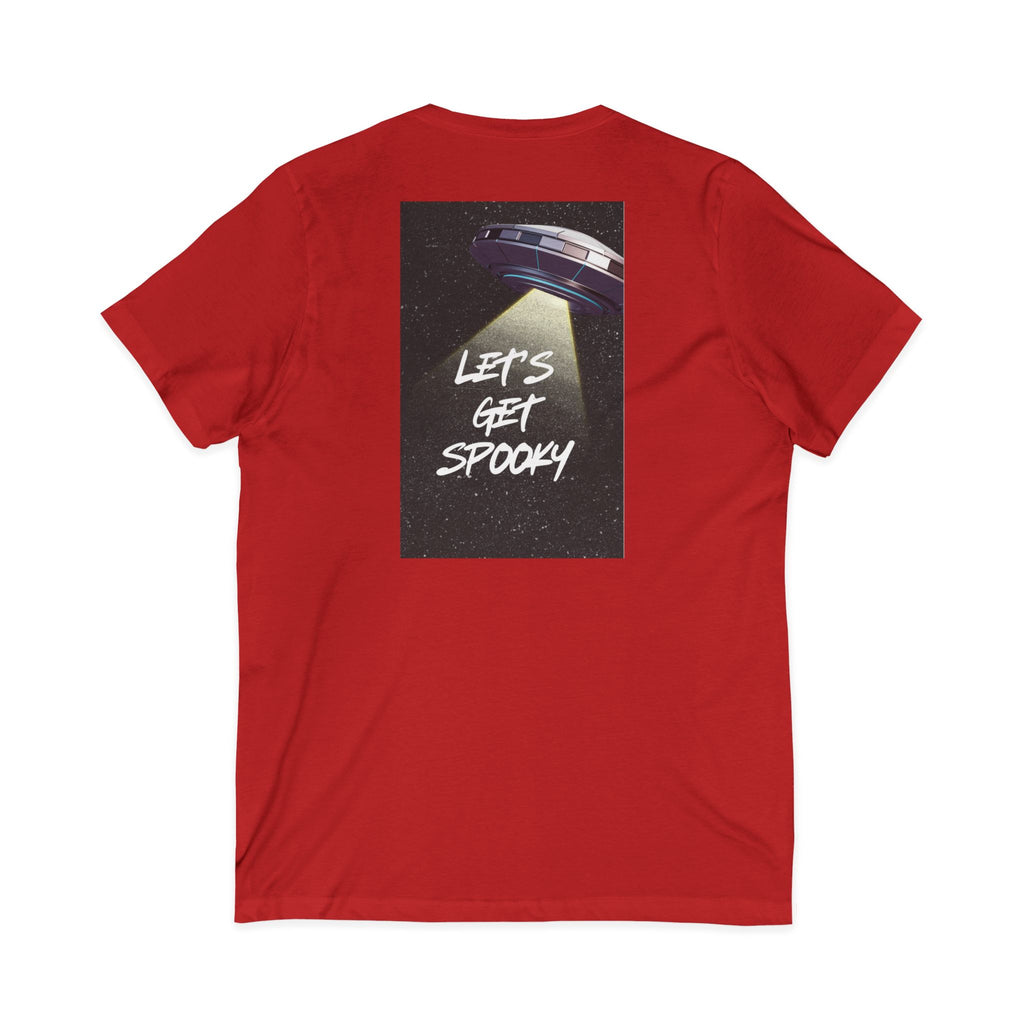 Interstellar V-Neck Tee, Unisex Graphic Tee, Spooky UFO Shirt, Space Lover Gift, Halloween T-Shirt