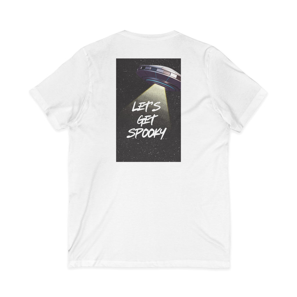 Interstellar V-Neck Tee, Unisex Graphic Tee, Spooky UFO Shirt, Space Lover Gift, Halloween T-Shirt