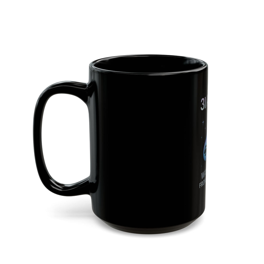 Wanderer From The Stars Black Mug — 11oz/15oz Space Comet Coffee Cup