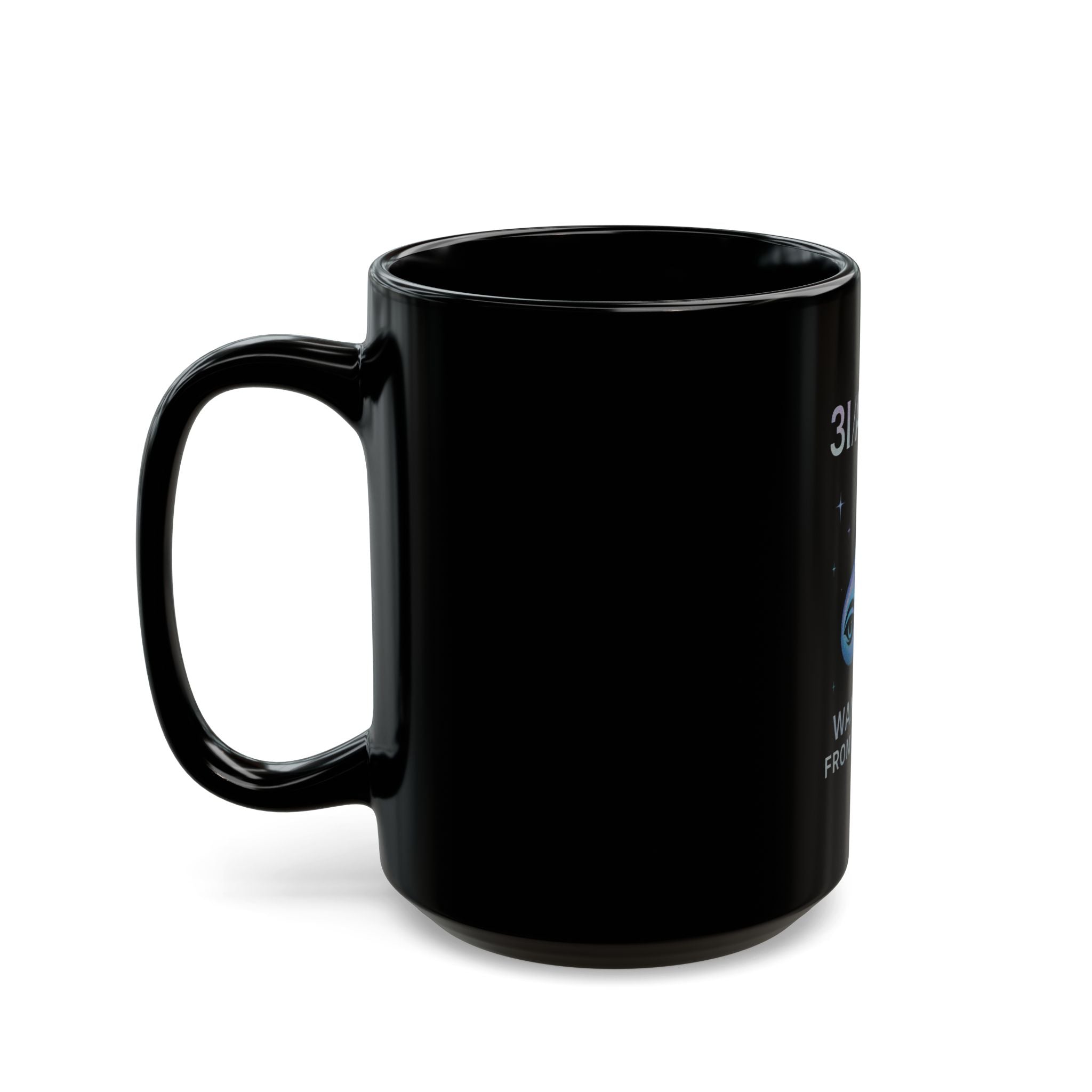 Wanderer From The Stars Black Mug — 11oz/15oz Space Comet Coffee Cup