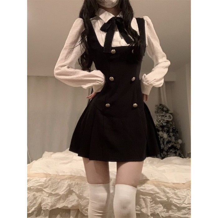 French-style Suspender Fake Two-Piece Dress For Women