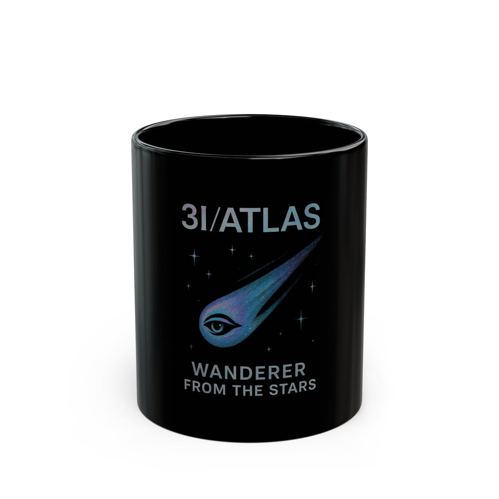 Wanderer From The Stars Black Mug — 11oz/15oz Space Comet Coffee Cup