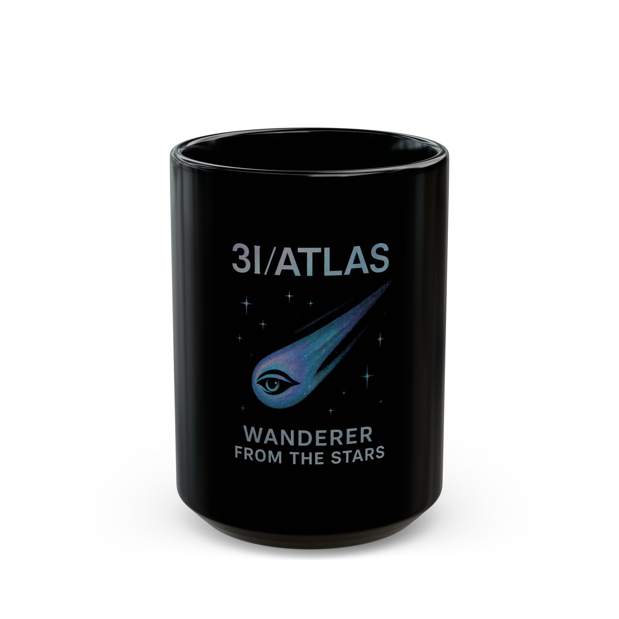 Wanderer From The Stars Black Mug — 11oz/15oz Space Comet Coffee Cup