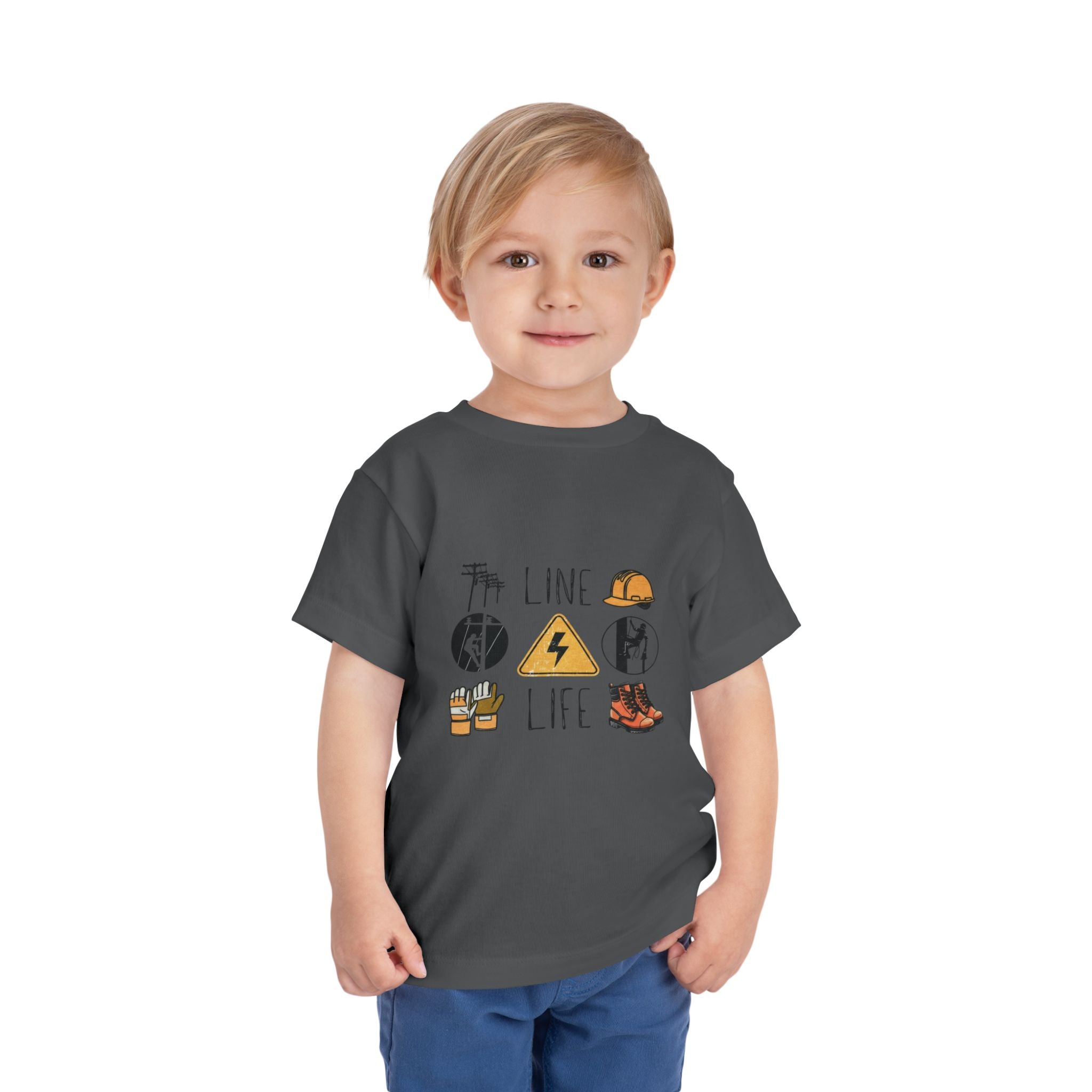 Toddler Line Life Tee, Kids Safety Shirt, Construction Theme, Funny Work Tee, Unique Gift for Boys, Personalized Toddler Apparel