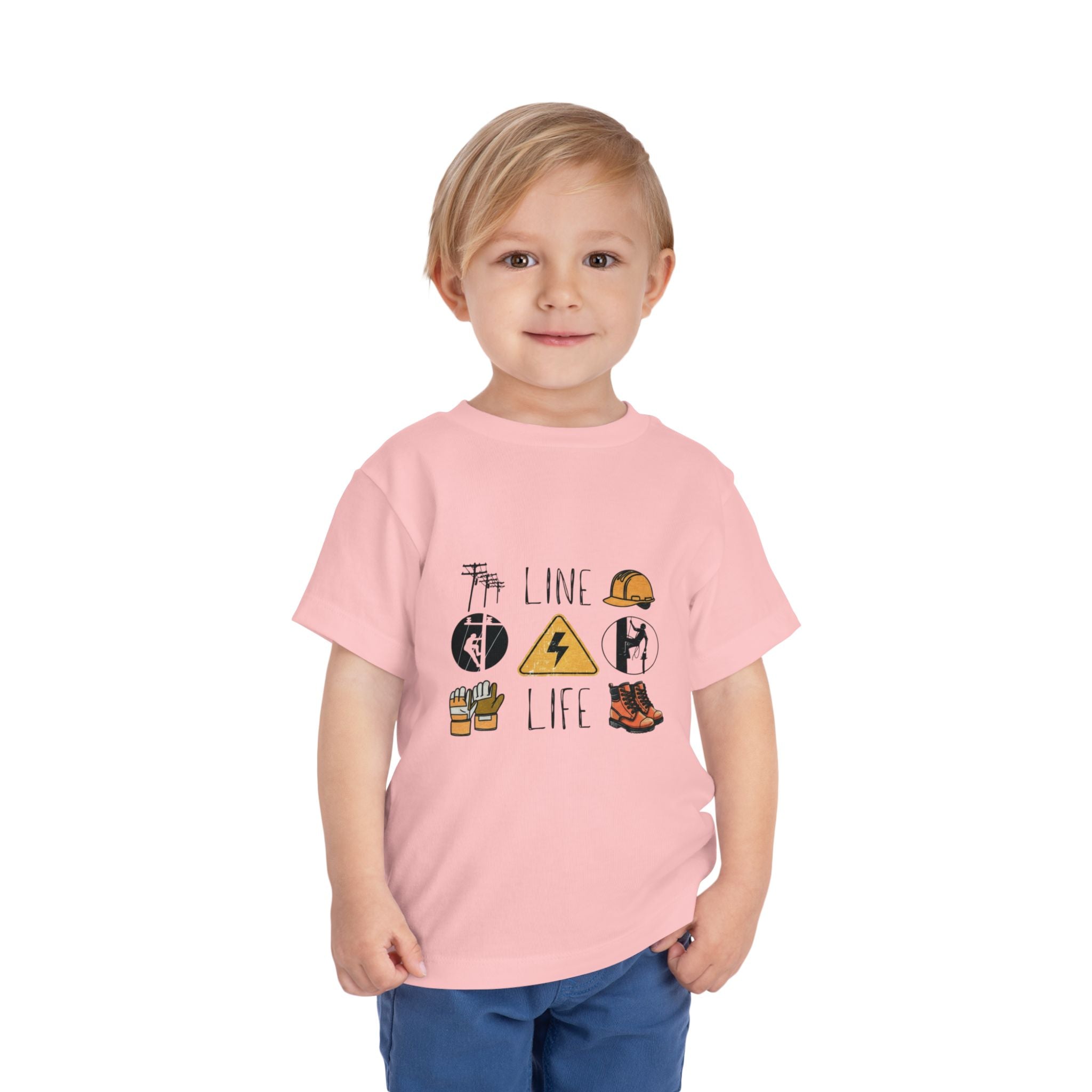 Toddler Line Life Tee, Kids Safety Shirt, Construction Theme, Funny Work Tee, Unique Gift for Boys, Personalized Toddler Apparel
